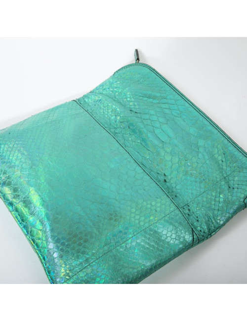 Zagliani clutch in shiny turquoise python