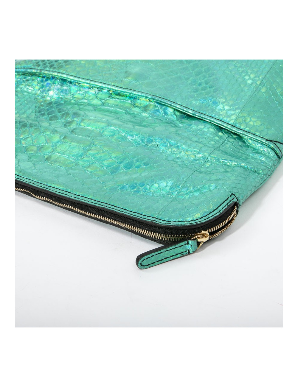 Zagliani clutch in shiny turquoise python
