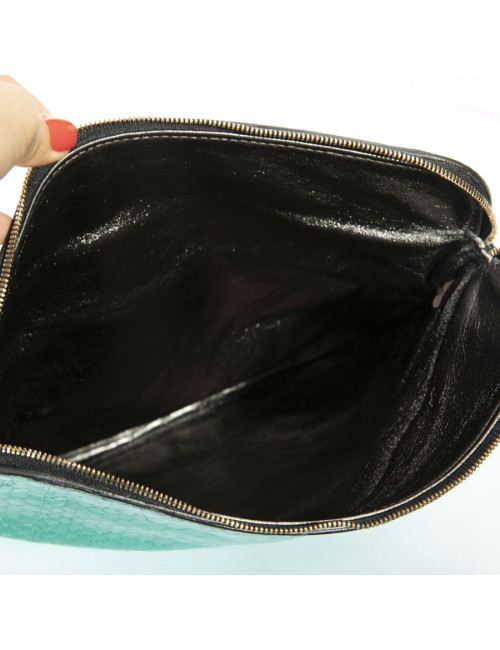 Zagliani clutch in shiny turquoise python
