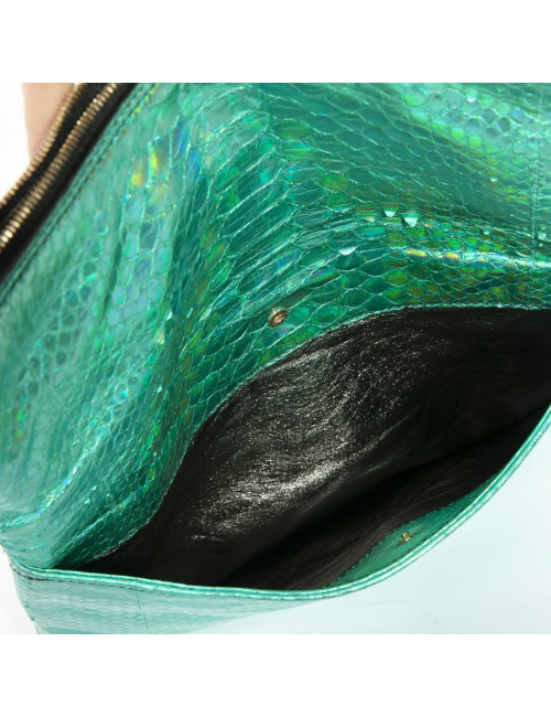 Zagliani clutch in shiny turquoise python