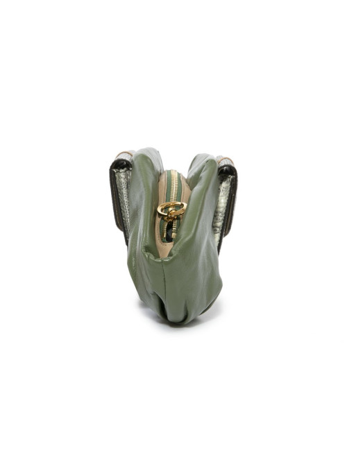 Francesca Castagnacci green leather and genuine lezard clutch 