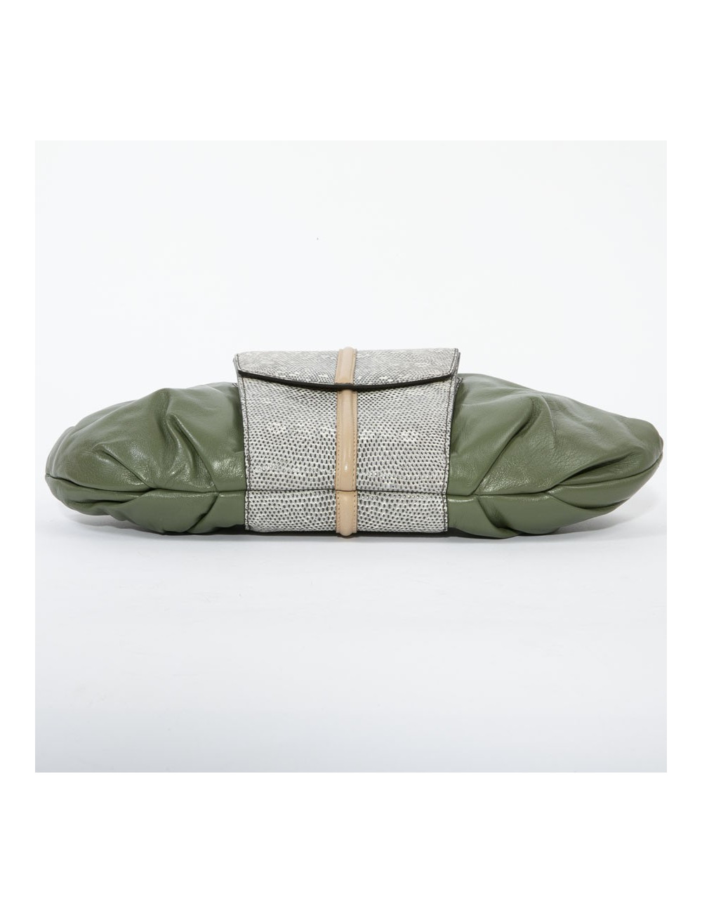 Pochette en cuir vert et lezard 