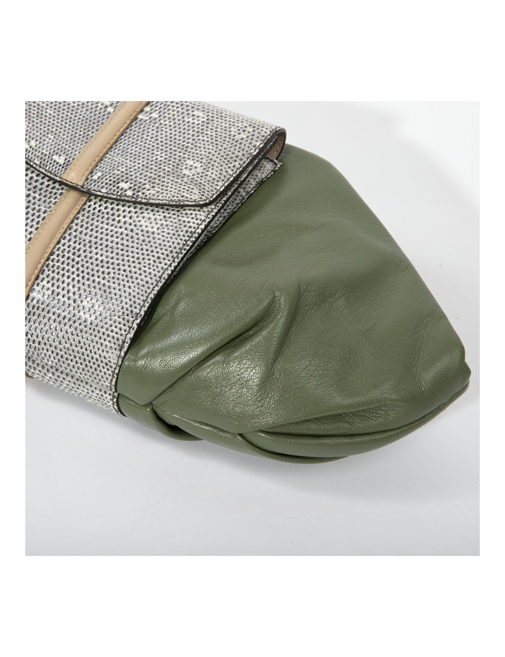 Francesca Castagnacci green leather and genuine lezard clutch 