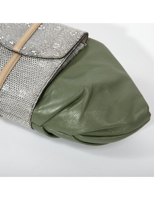 Pochette en cuir vert et lezard 