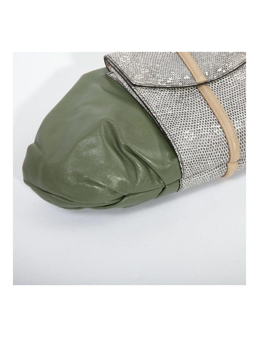Francesca Castagnacci green leather and genuine lezard clutch 