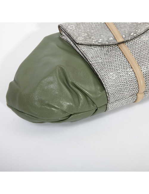 Francesca Castagnacci green leather and genuine lezard clutch 