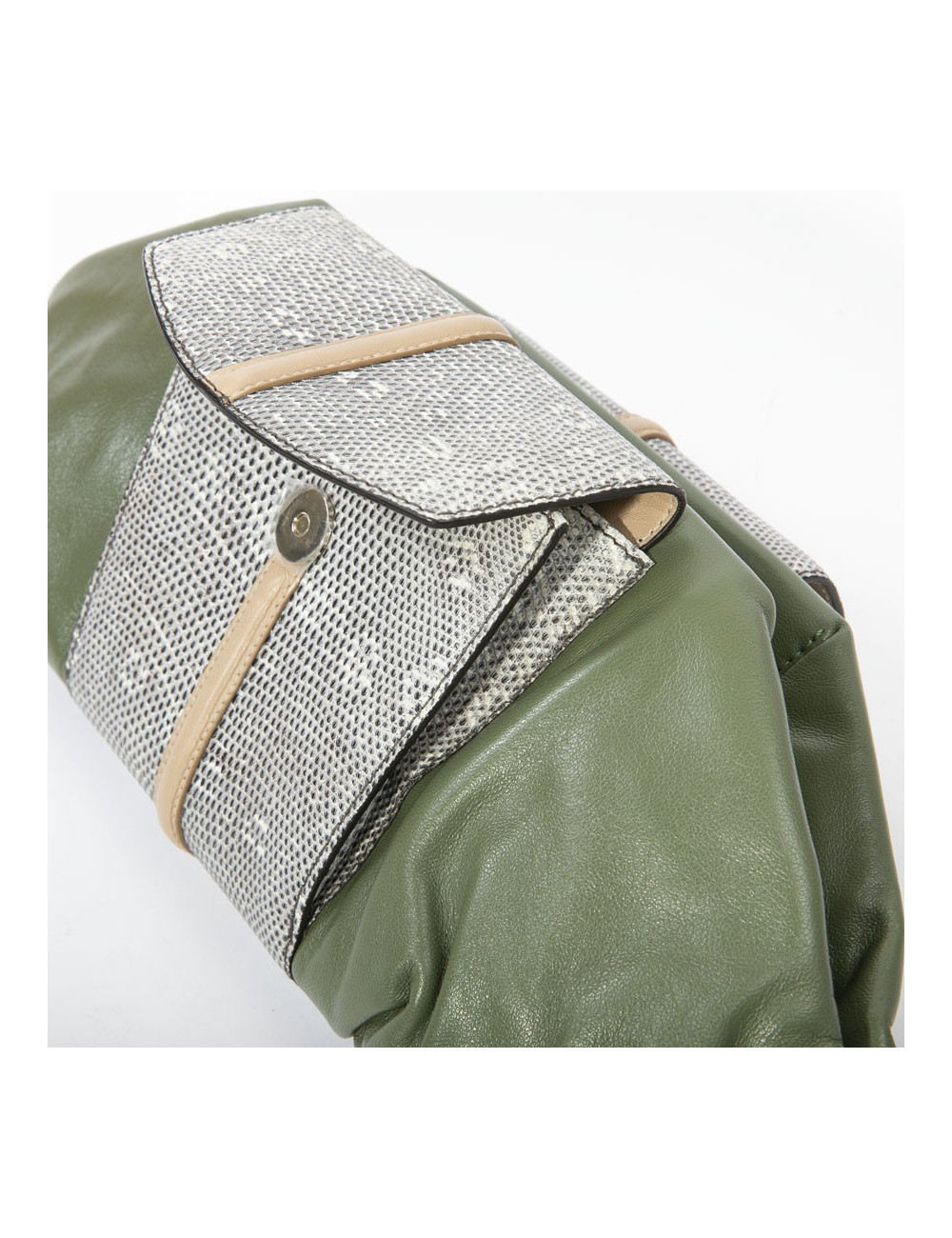 Francesca Castagnacci green leather and genuine lezard clutch 