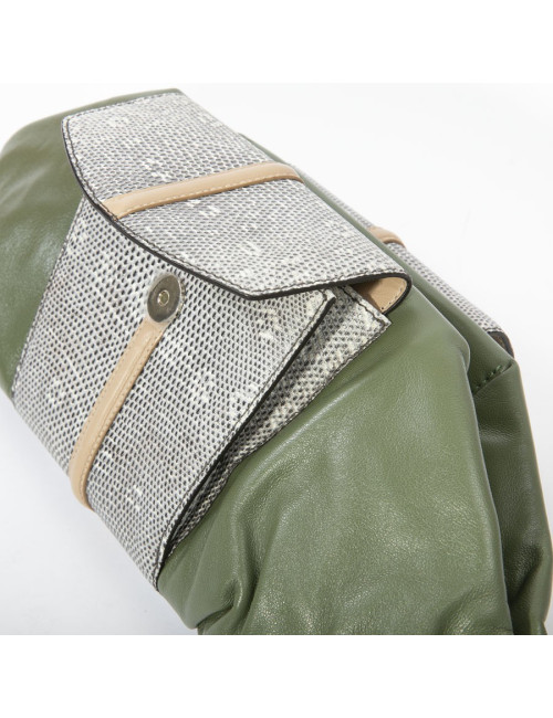 Francesca Castagnacci green leather and genuine lezard clutch 