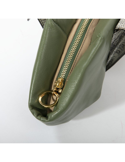 Francesca Castagnacci green leather and genuine lezard clutch 
