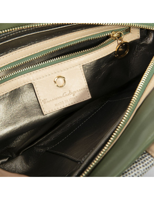 Francesca Castagnacci green leather and genuine lezard clutch 