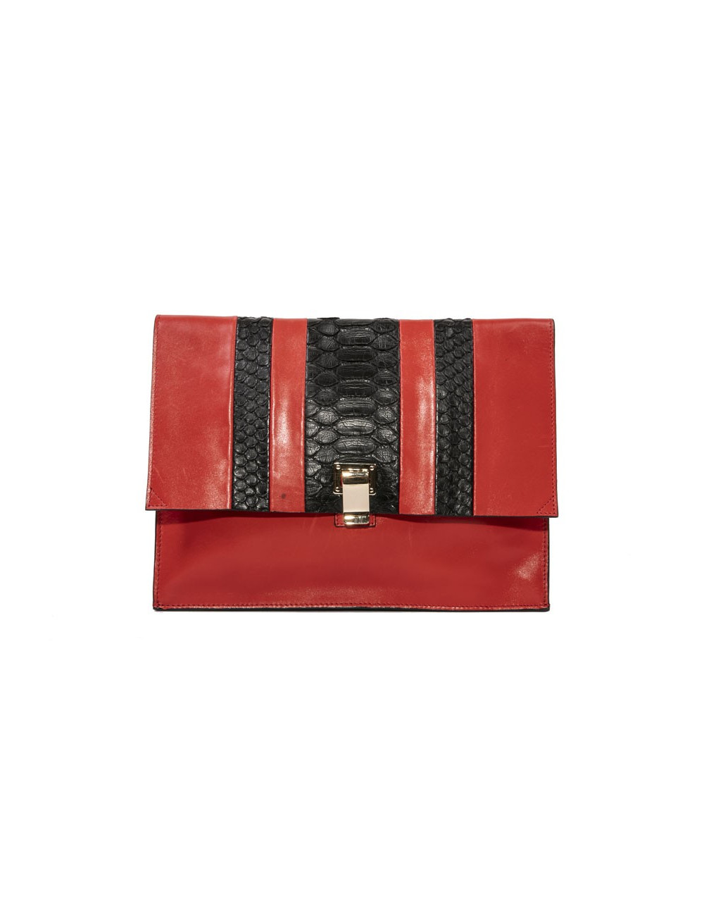 Pochette PROENZA SCHOULER cuir rouge et peau exotique noire
