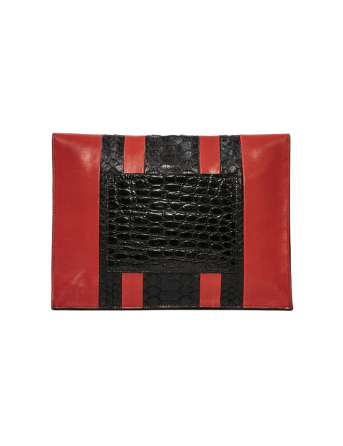 Pochette PROENZA SCHOULER cuir rouge et peau exotique noire