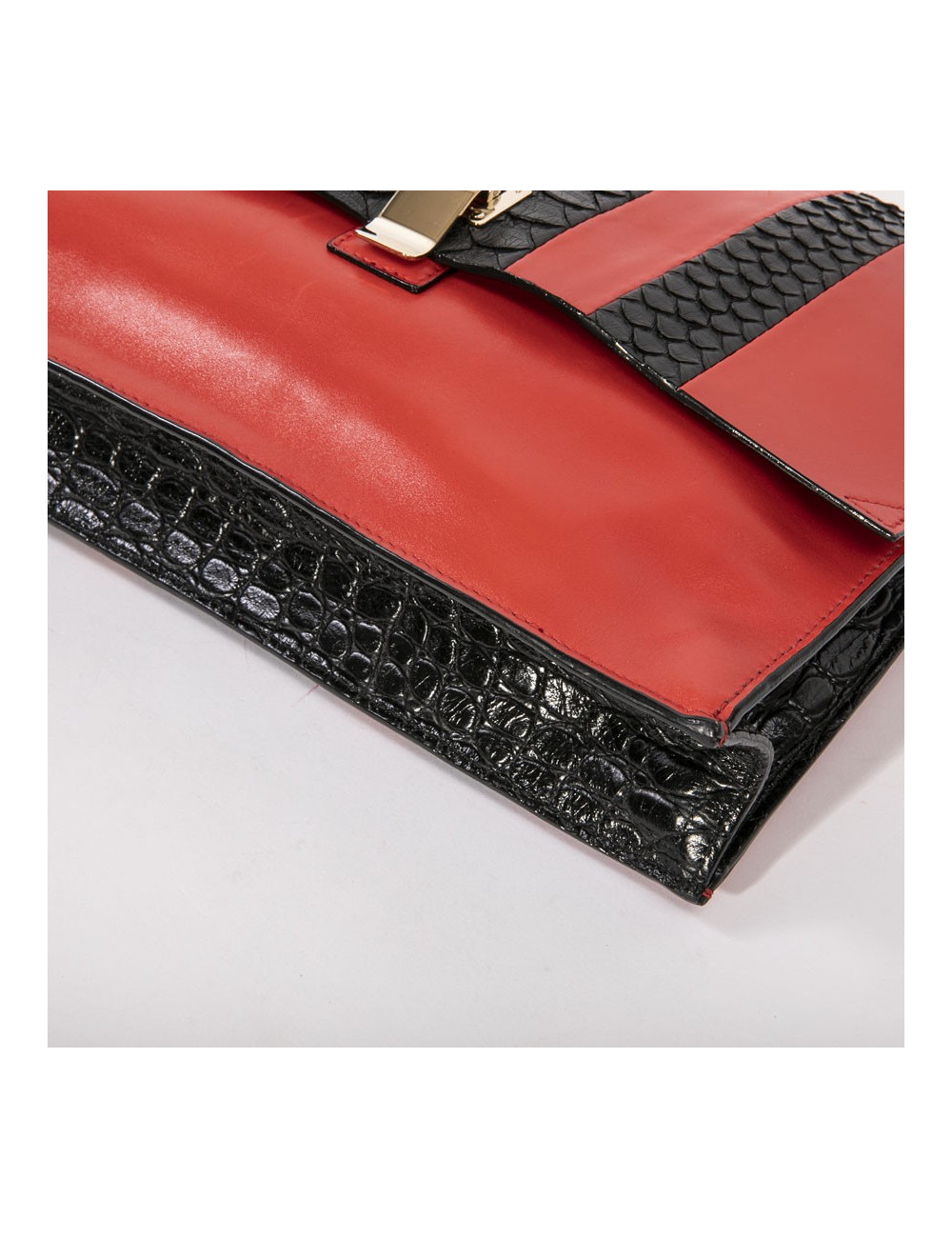 Pochette PROENZA SCHOULER cuir rouge et peau exotique noire