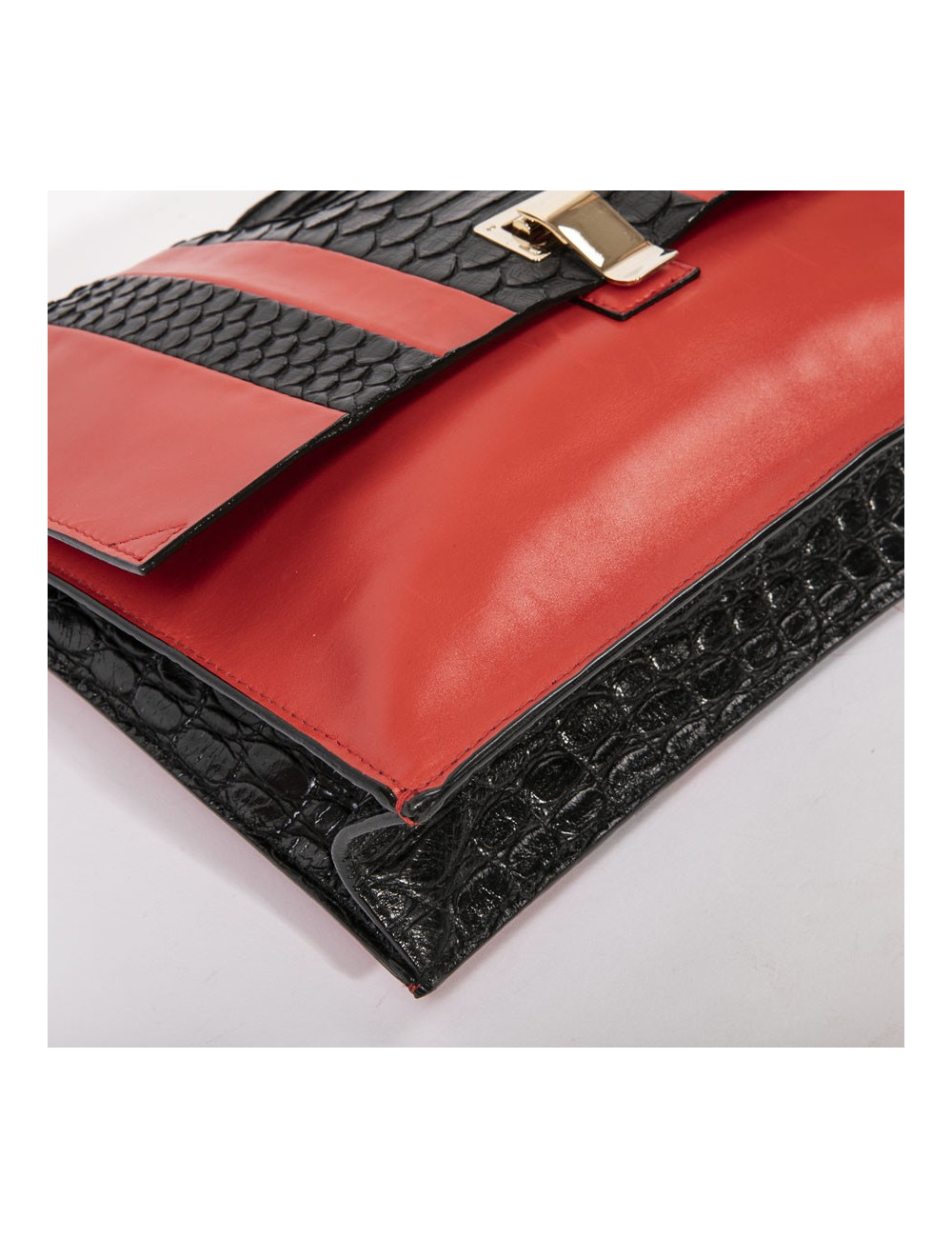 Pochette PROENZA SCHOULER cuir rouge et peau exotique noire