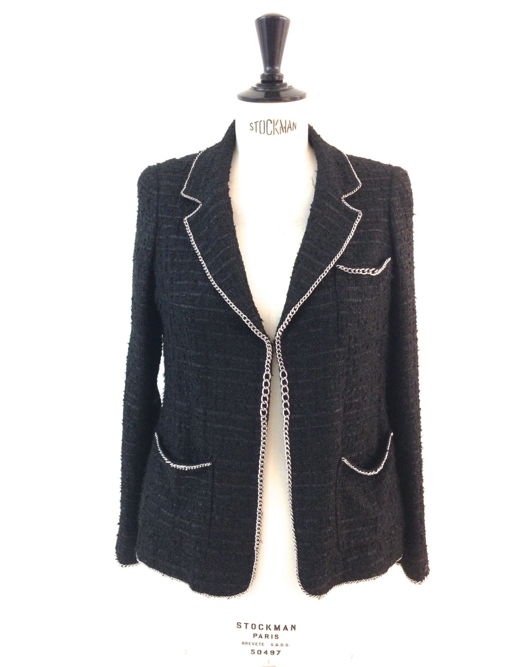Veste CHANEL en tweed noir T 44 