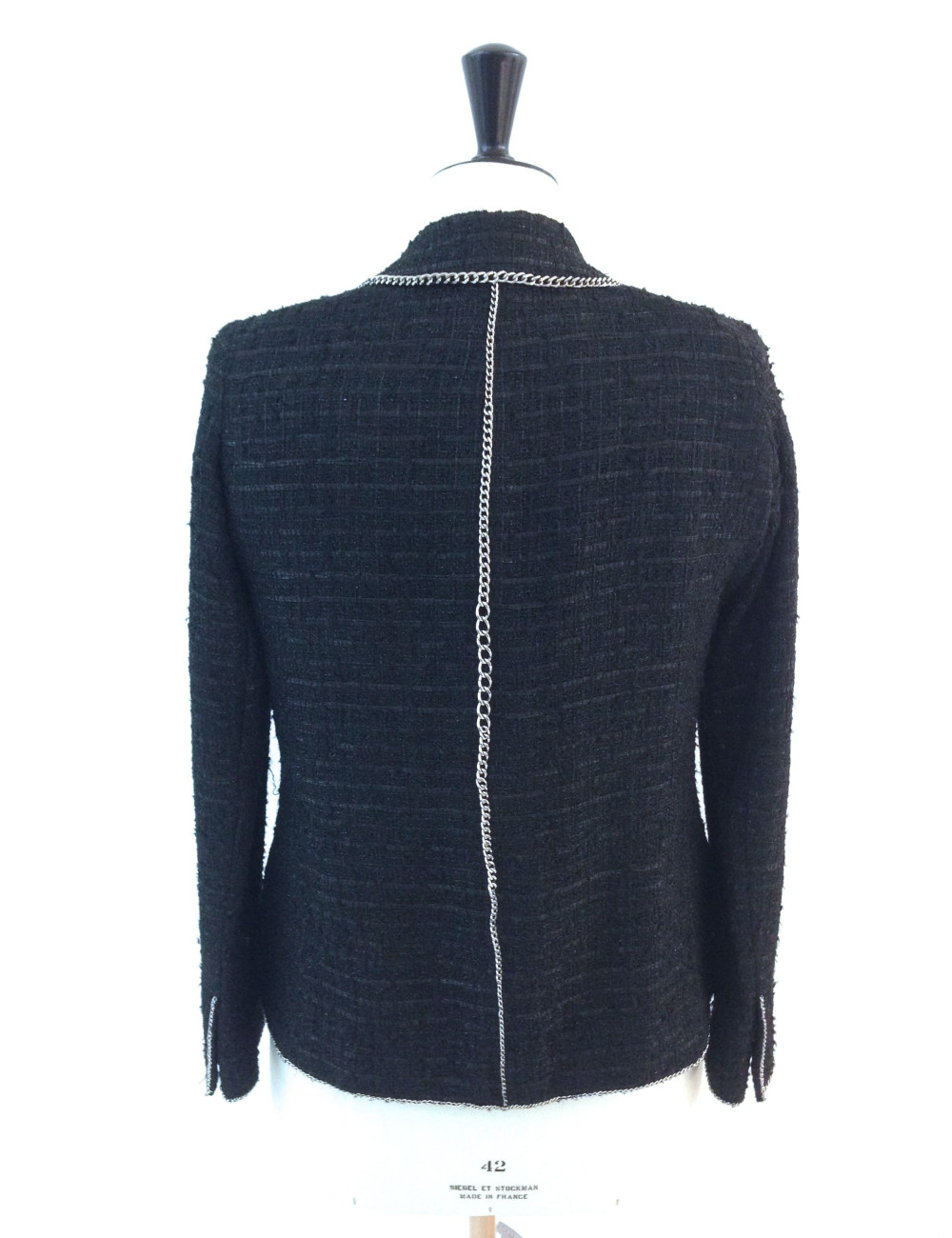 Veste CHANEL en tweed noir T 44 