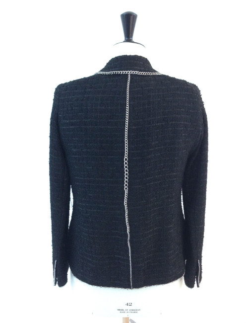 Veste CHANEL en tweed noir T 44 