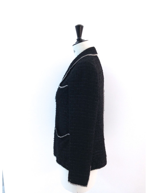 Veste CHANEL en tweed noir T 44 