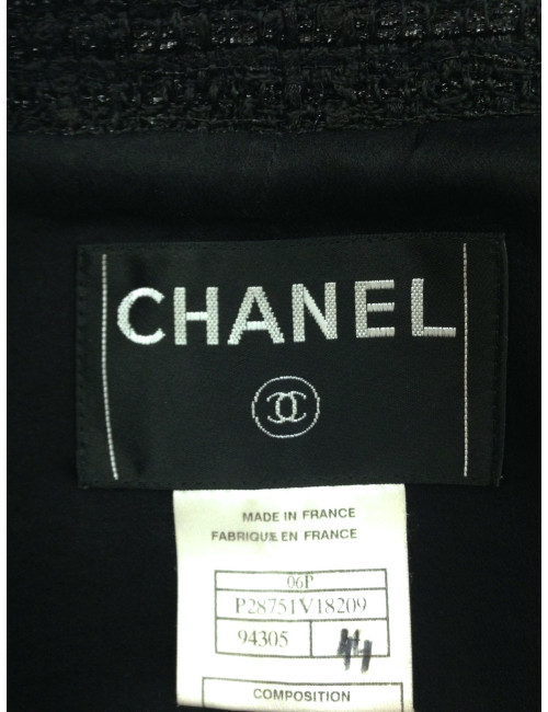 Veste CHANEL en tweed noir T 44 