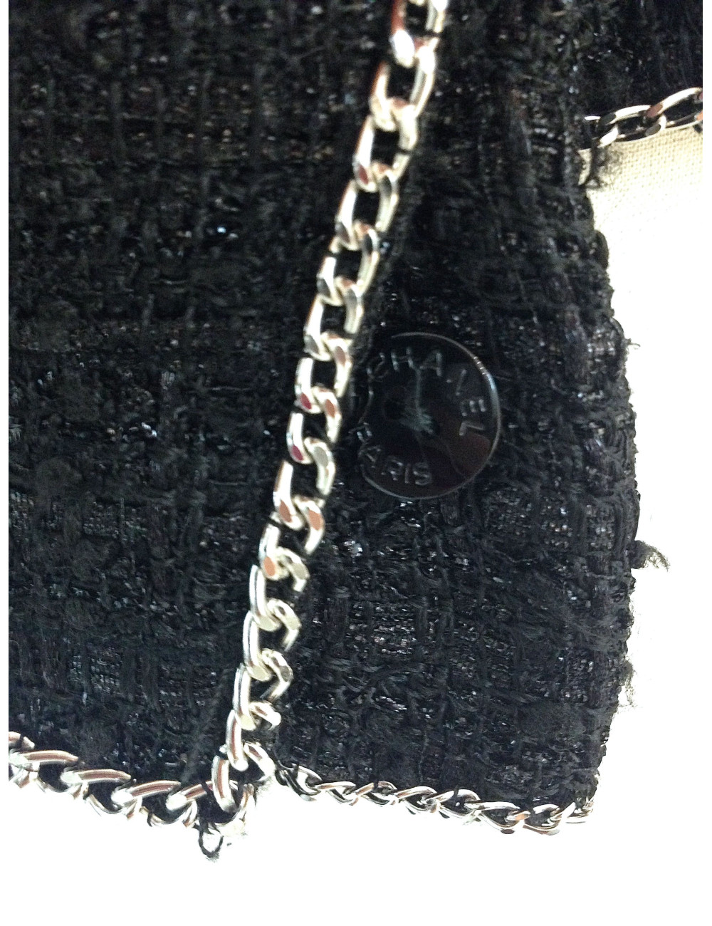 Veste CHANEL en tweed noir T 44 