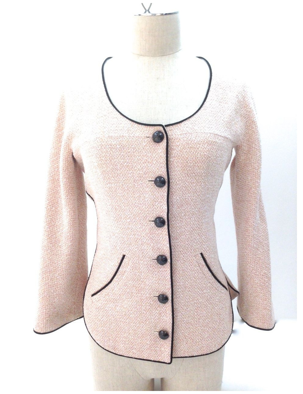 Veste CHANEL en tweed rose pastel T 36