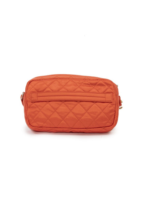 Pochette CHANEL satin orange "CC" strass doré
