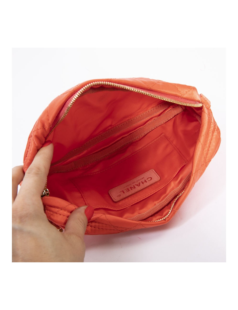 Pochette CHANEL toile parachute orange