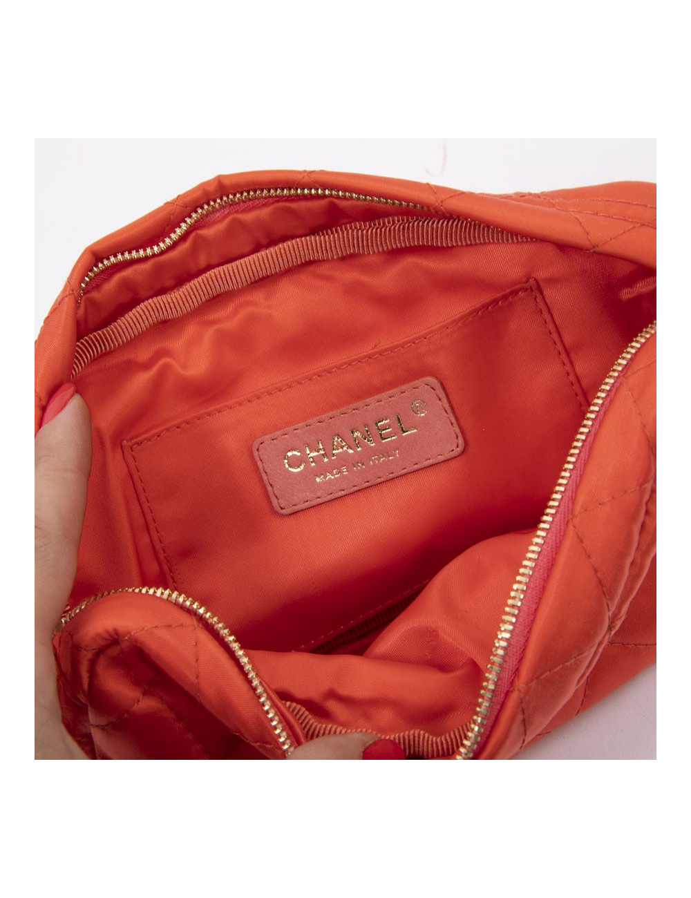 Pochette CHANEL toile parachute orange