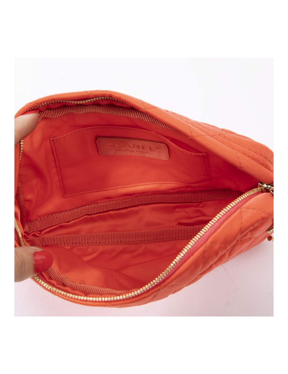 Pochette CHANEL toile parachute orange