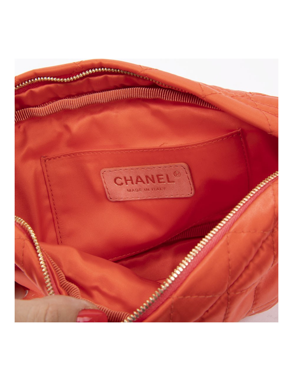Pochette CHANEL toile parachute orange