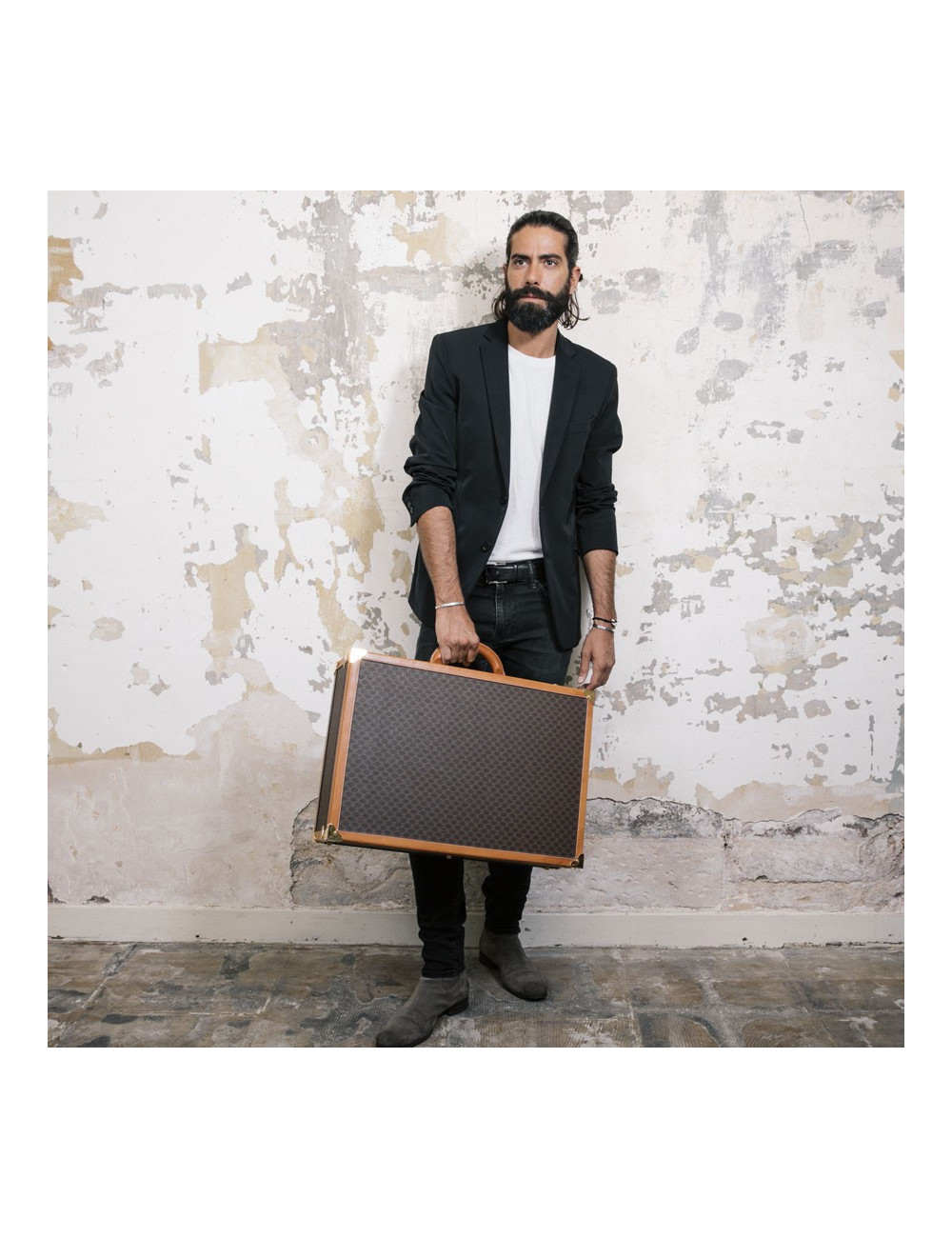 Valise CELINE en toile monogram marron