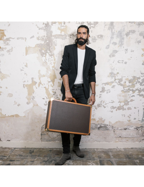 Valise rigide CELINE en toile monogramme marron