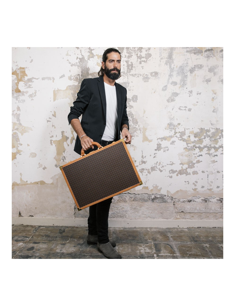 Valise CELINE en toile monogram marron