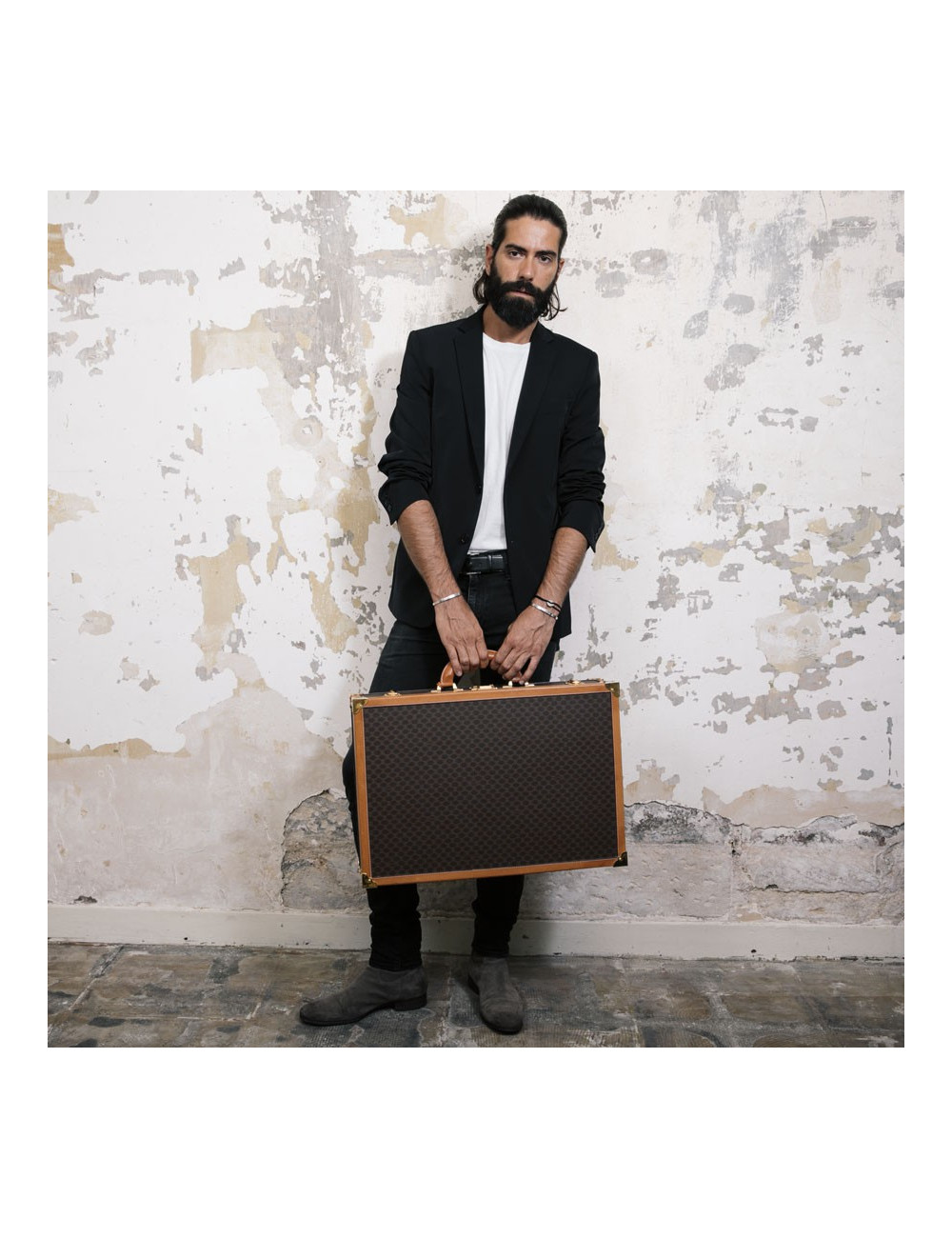 Valise CELINE en toile monogram marron