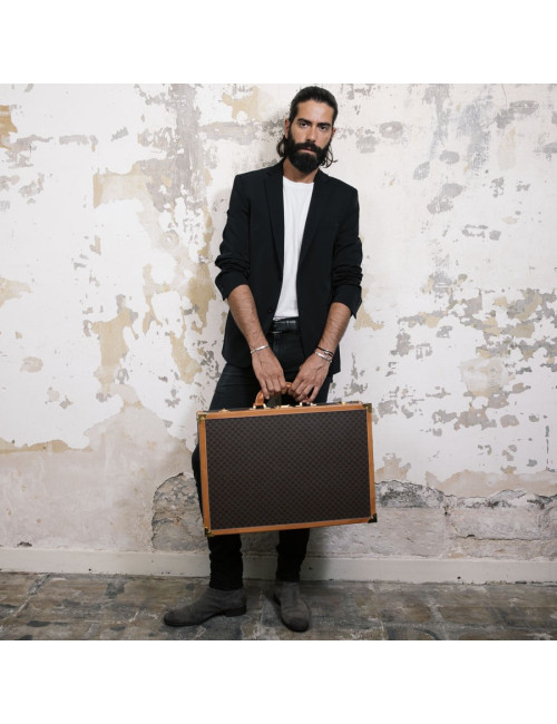 Valise rigide CELINE en toile monogramme marron