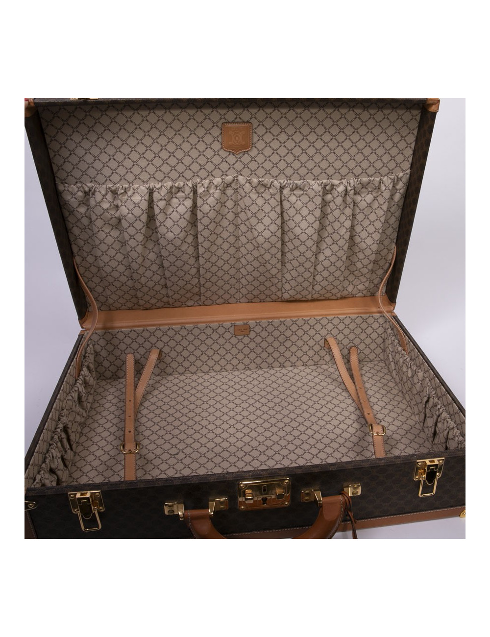 Valise rigide CELINE en toile monogramme marron