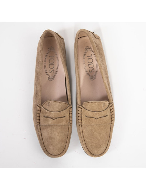 Mocassins T 38 daim marron clair