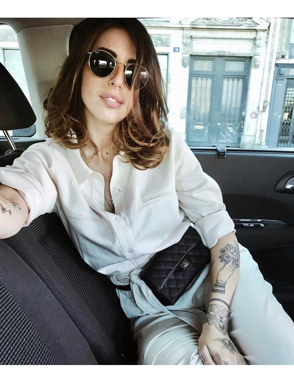 Banane CHANEL cuir grainé noir