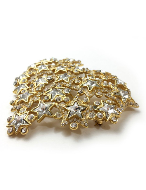 Broche YSL rive gauche coeur en étoile strass et métal doré