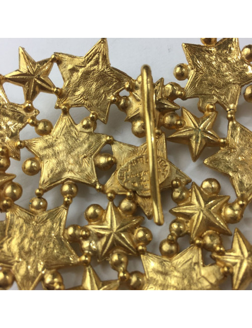 YSL pin left bank heart star rhinestones and metal Golden