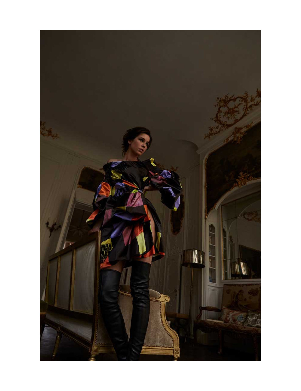 Robe Couture CHRISTIAN LACROIX satin multicolore T36