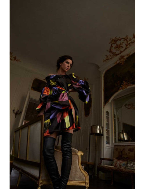 Robe Couture CHRISTIAN LACROIX satin multicolore T36