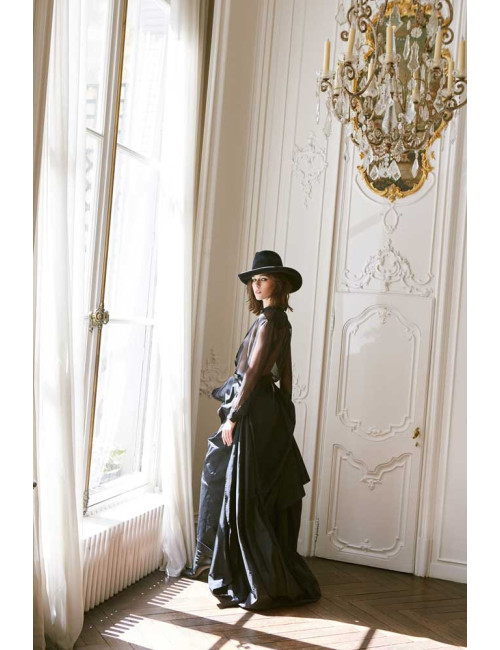 Jupe T 40 HERMES à longue traîne noire