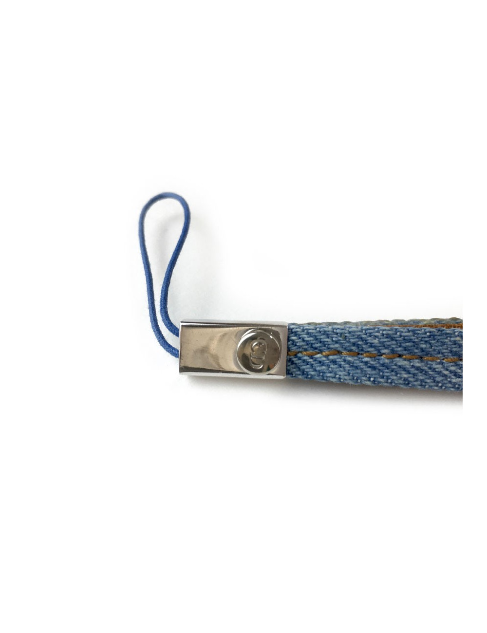 Charm CHRISTIAN DIOR en denim bleu et cuir naturel