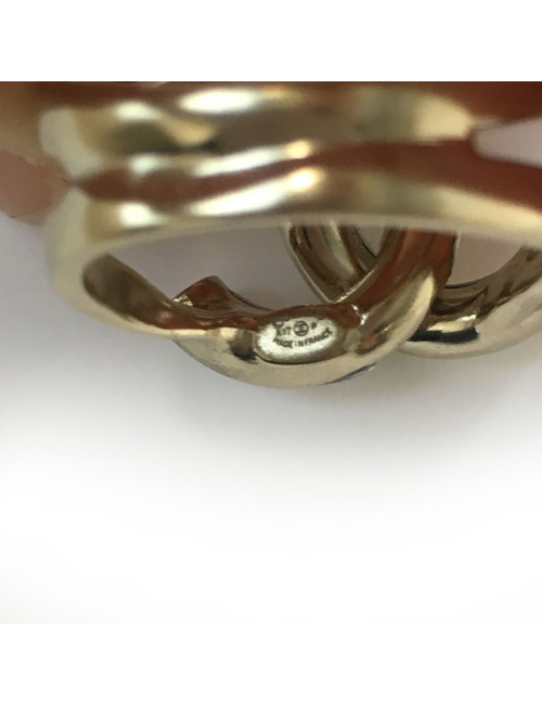 Bague CC CHANEL T50 en métal or pâle et nacre