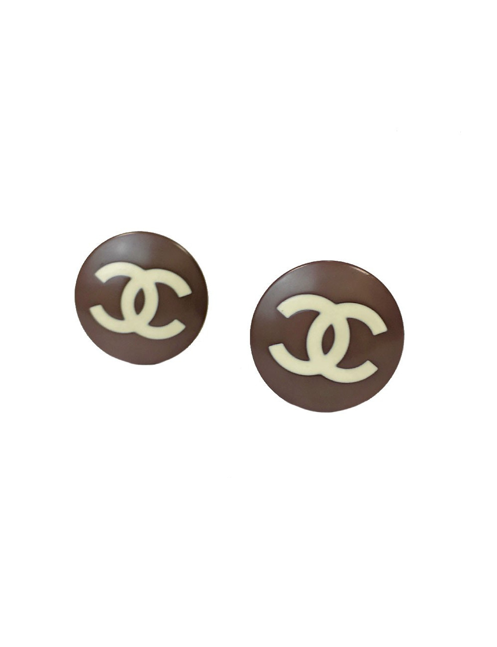Boucles d'oreille clips CHANEL Vintage marron