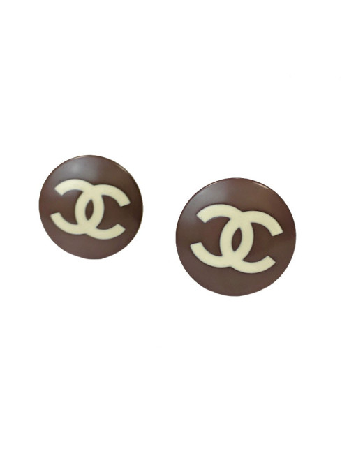 Boucles d'oreille clips CHANEL Vintage marron