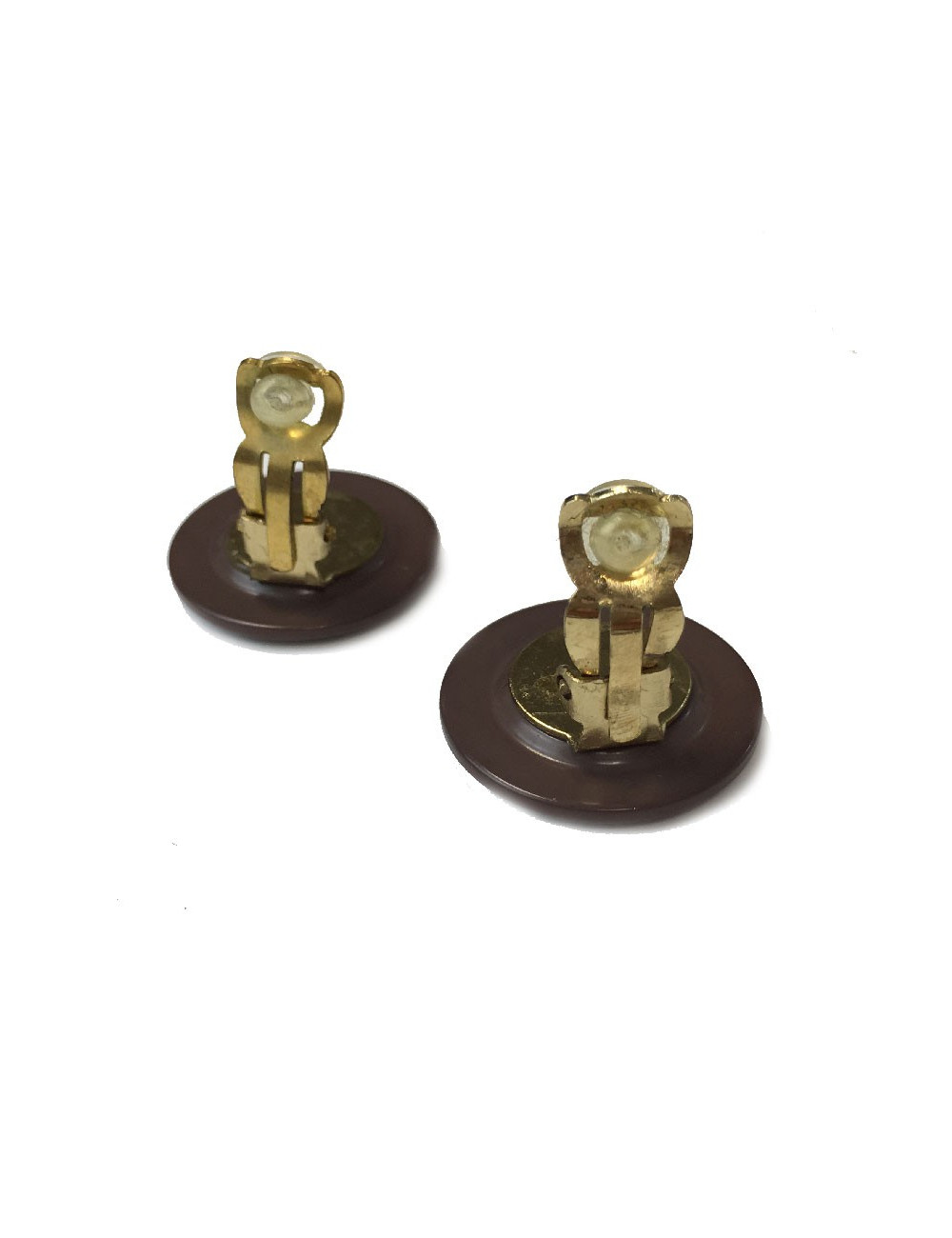 Boucles d'oreille clips CHANEL Vintage marron