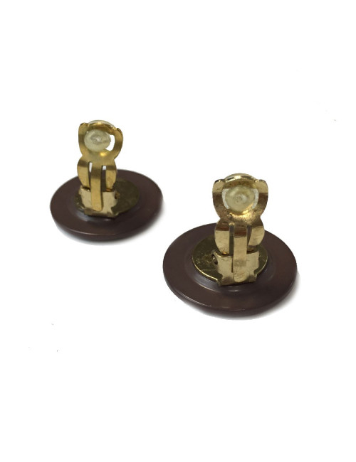Boucles d'oreille clips CHANEL Vintage marron