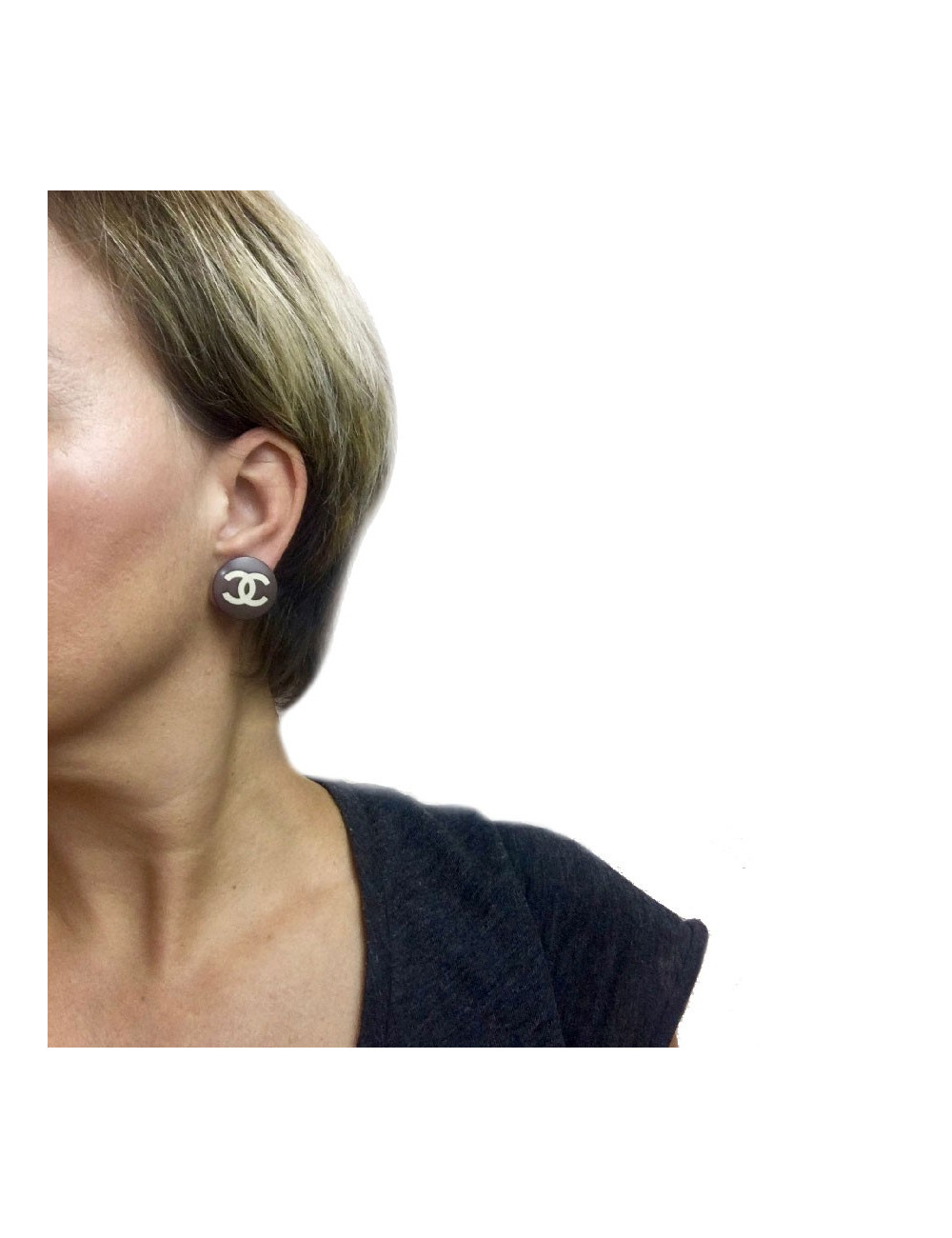 Boucles d'oreille clips CHANEL Vintage marron